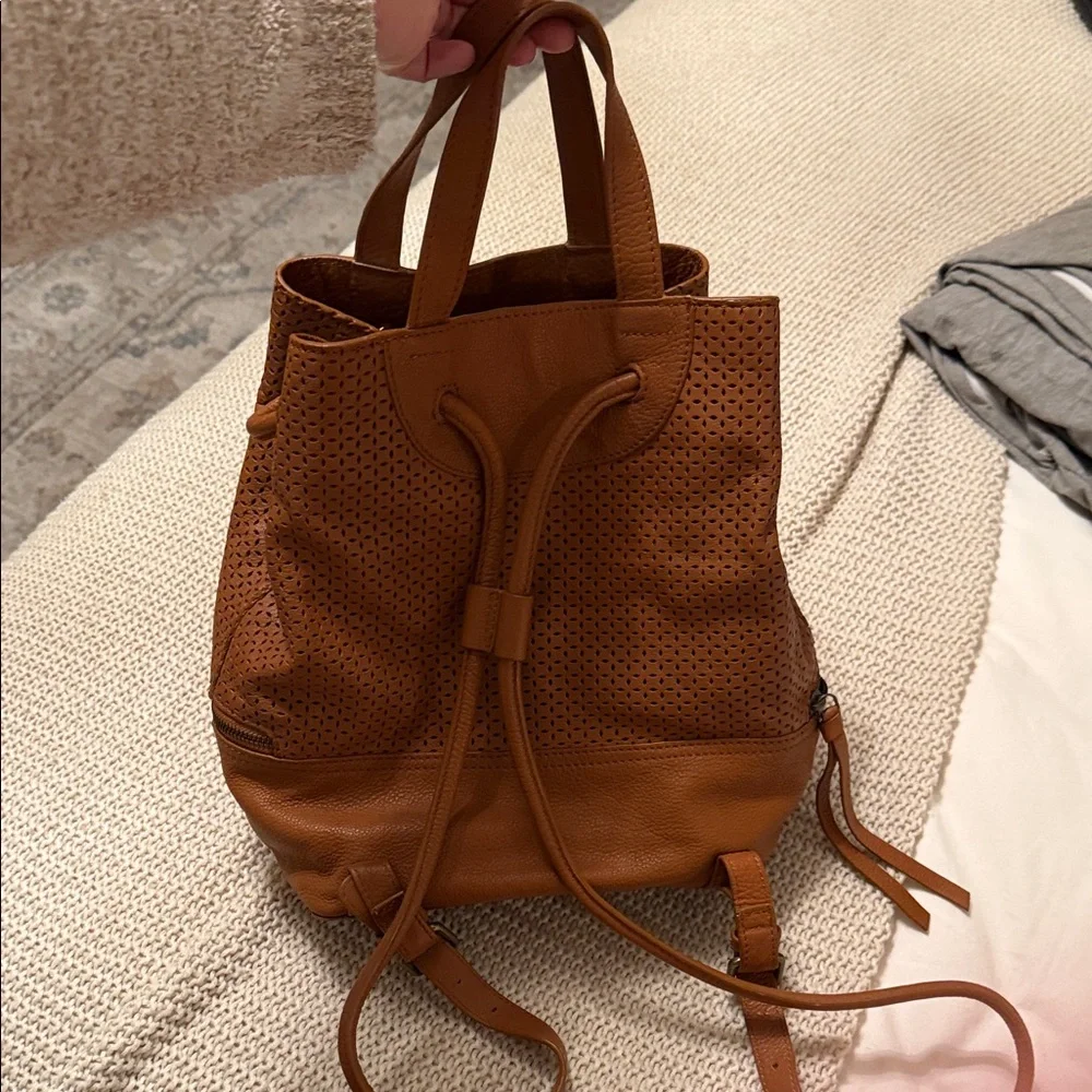 FRYE AND CO. Brown Perforated Leather Backpack - Picture 3 of 7